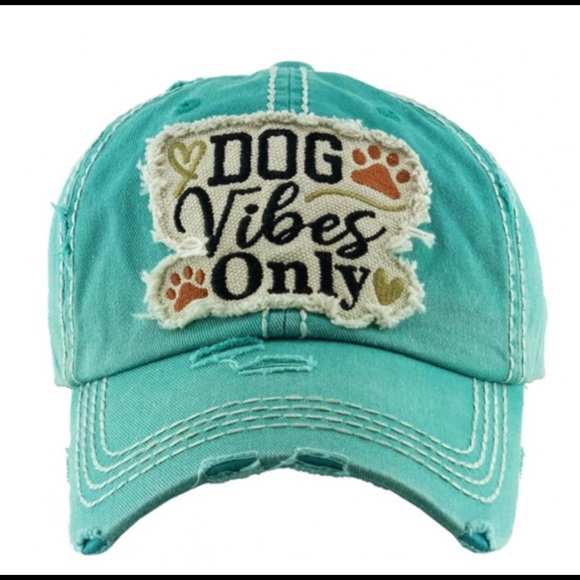 Vintage Distressed Baseball Cap Dog Vibes Only NEW - Picture 1 of 2